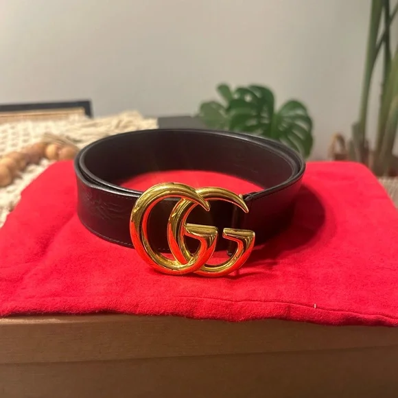 Gucci Marmont Black Gold Leather Belt - AUTHENTIC - Picture 1 of 5